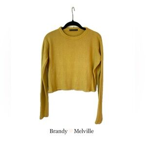 Brandy Melville Mustard Yellow Cropped Sweater Wool Blend